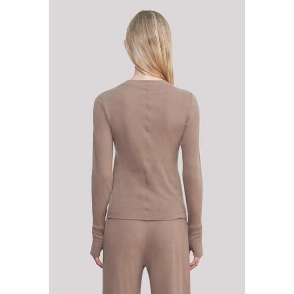 NEW ENZA COSTA cashmere easy cuff crew top in walnut - Picture 4 of 4